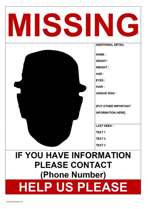 Free Missing Poster Template